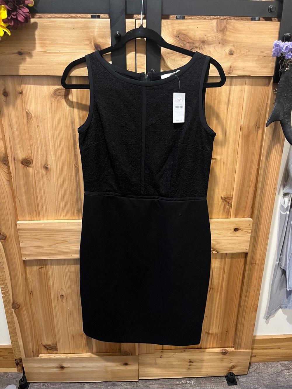 LOFT Black Textured Bodice Sleeveless Midi Dress